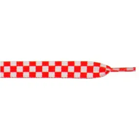 Printed Flat 9/16 - White/Red Checker Large (12 Pair Pack) Shoelaces