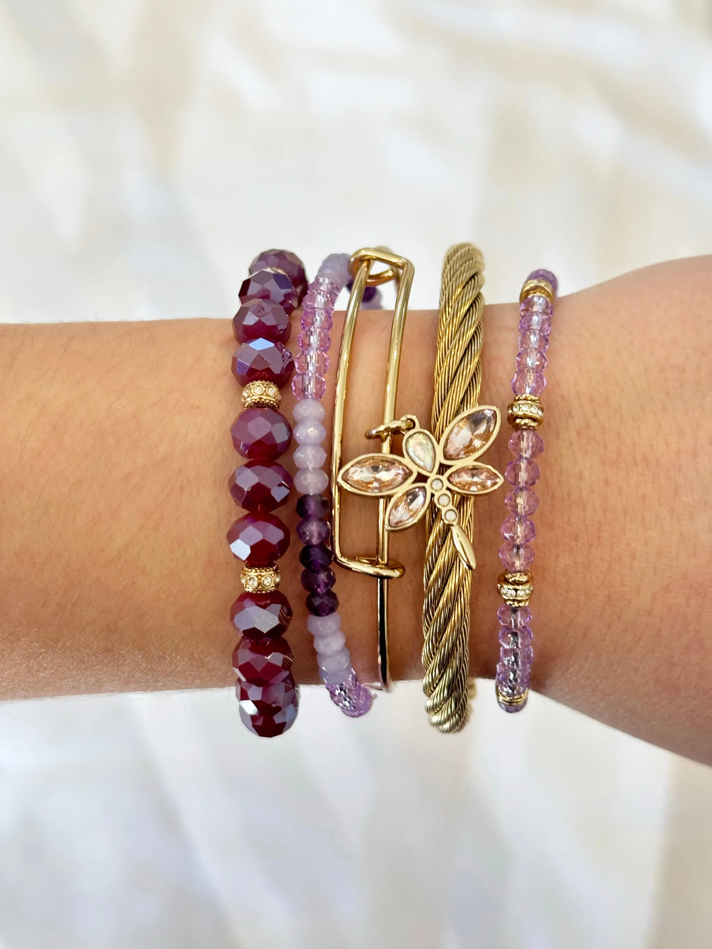 Purple Crystal Beaded Bangle