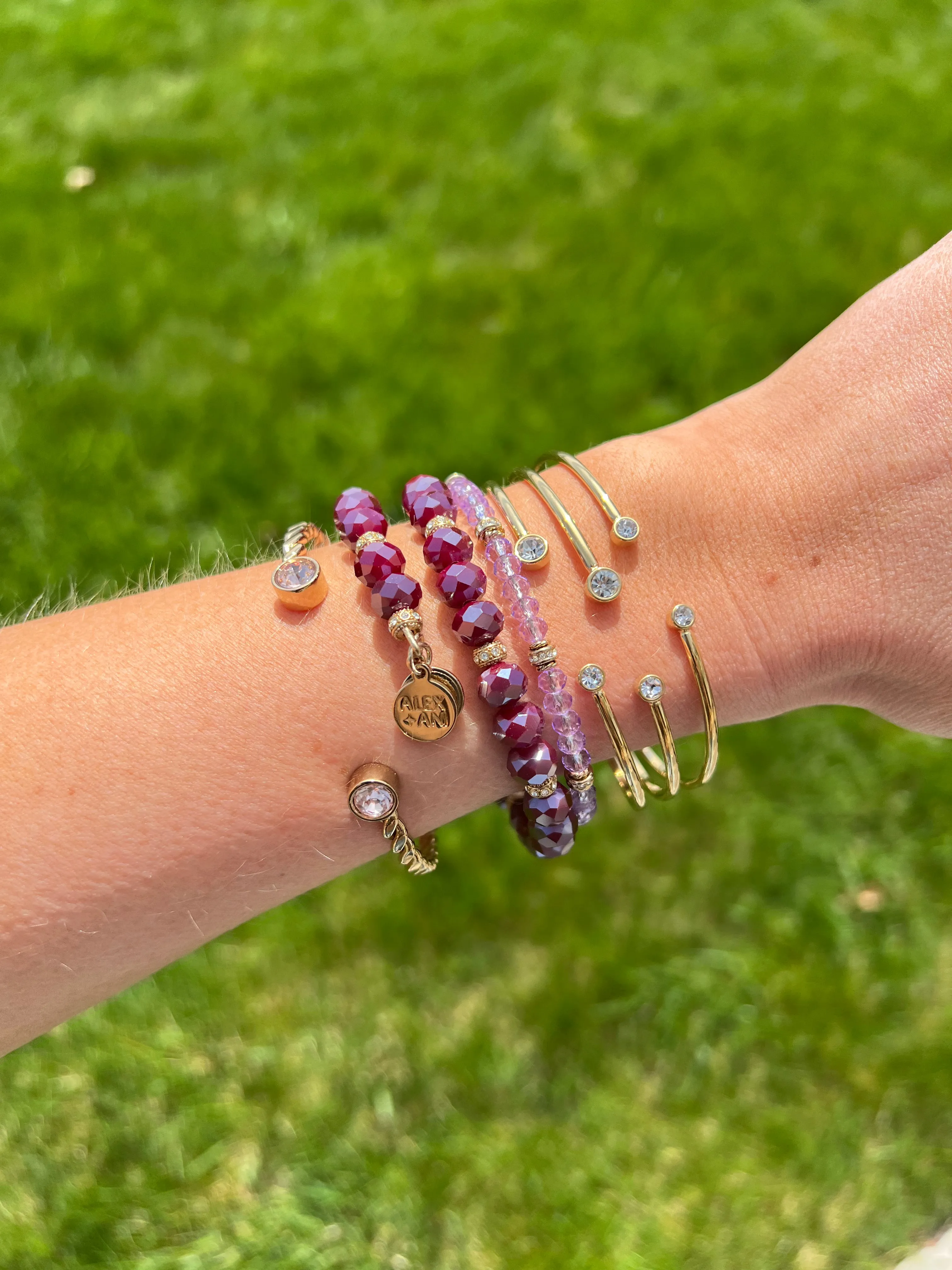 Purple Crystal Beaded Bangle