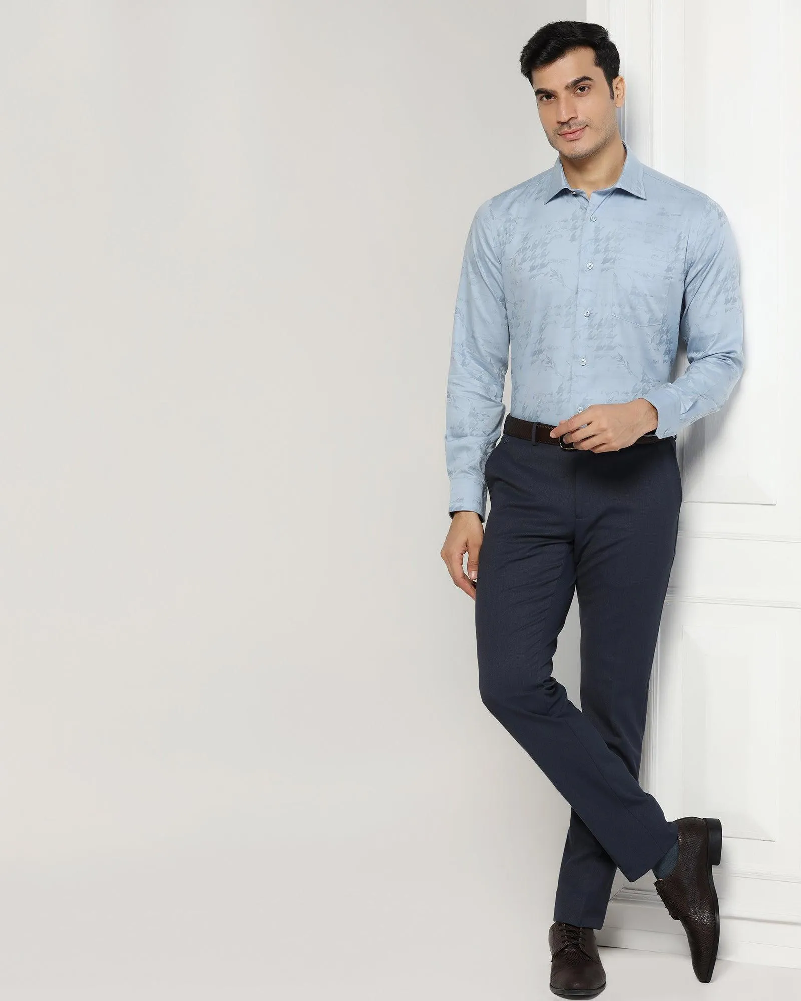 Slim Fit B-91 Formal Navy Textured Trouser - Beetle