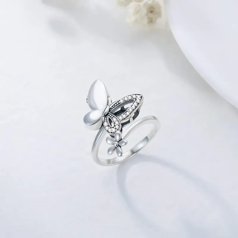 Sterling Silver Open Butterfly Urn Ring Ring for Ashes