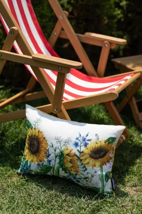 Sunflower Decorative Pillow Cover, Colorful Sunflowers and Spring Flowers Pattern