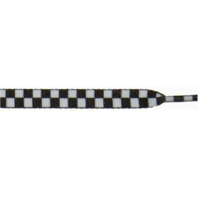 Wholesale Printed Flat 3/8 - White/Black Checker Large (12 Pair Pack) Shoelaces