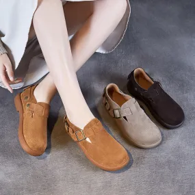 Women Retro Minimalism Suede Flat Casual Shoes