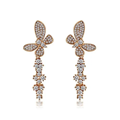 YELLOW CHIMES Butterfly Gold Plated High Grade CZ Earrings for Women and Girls