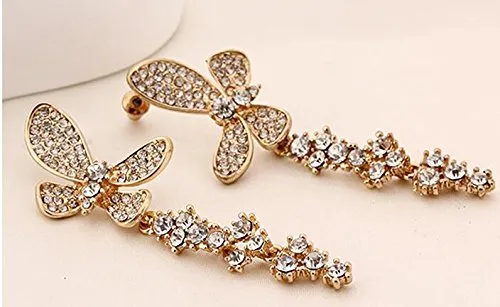 YELLOW CHIMES Butterfly Gold Plated High Grade CZ Earrings for Women and Girls