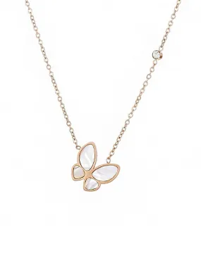 Yellow Chimes Butterfly Pendant for Women Rose Gold-Plated Stainless Steel Butterfly Chain Pendant Necklace for Women and Girls.